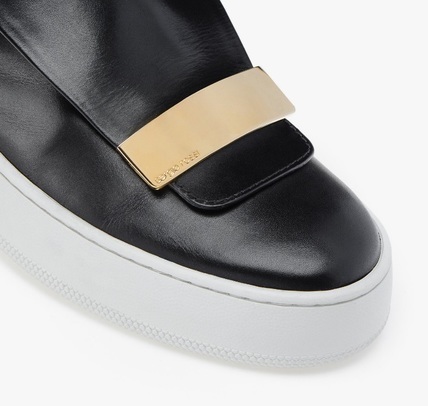 セルジオロッシ sr1 レザー スリッポン プレート スニーカー ゴールド